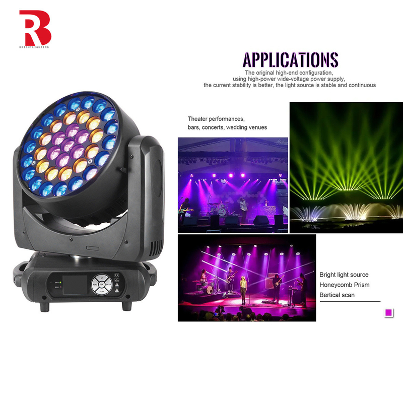 37 * 15W LED روشنایی بالا RGBW 4in1 شستشو حرکت نور سر برای کنسرت مهمانی