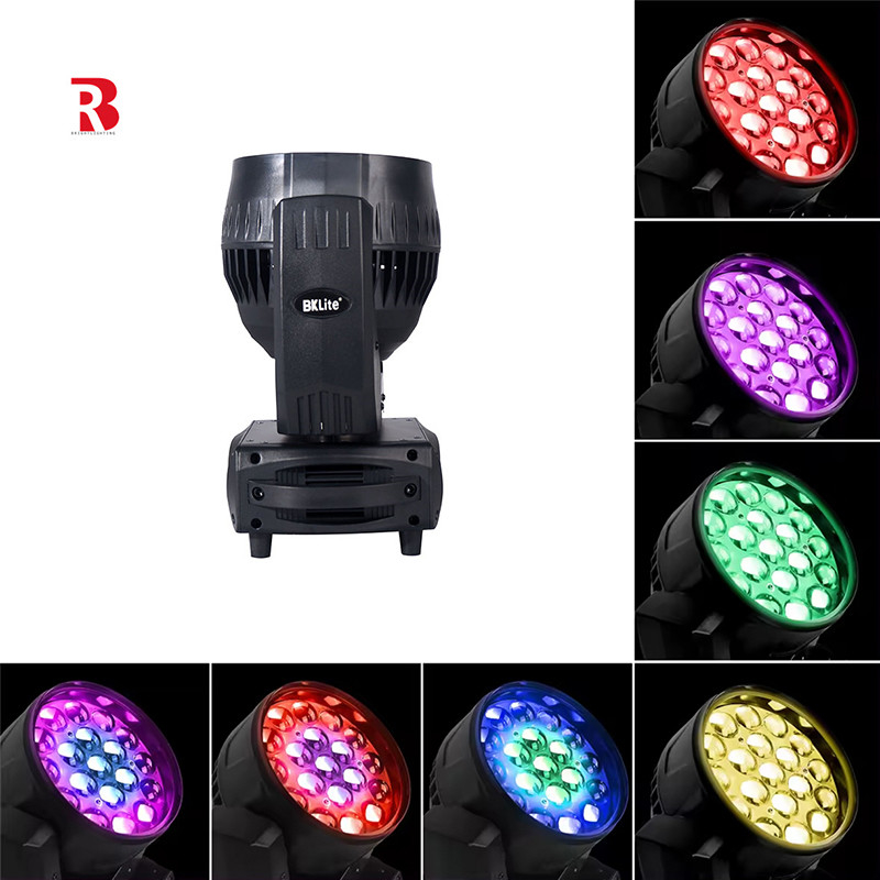 4 در 1 LED زوم 19pcs 15W RGBW LED Mini Moving Head چراغ های گوبو