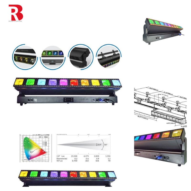 10 * 60W LED Bar Beam Moving Head stage Light روشنایی تنظیم پذیر برای هر تنظیم مرحله ای