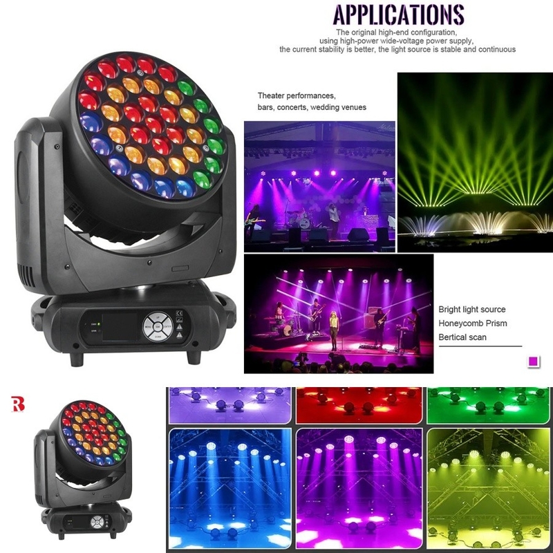 RGBW 4in1 37*15W DMX Zoom Strobe LED Wash Moving Head Light برای دی جی بار دیسکو استیج کلوپ