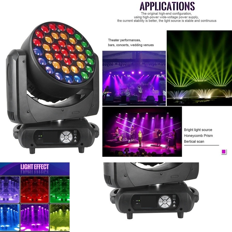 RGBW 4in1 37*15W DMX Zoom Strobe LED Wash Moving Head Light برای دی جی بار دیسکو استیج کلوپ