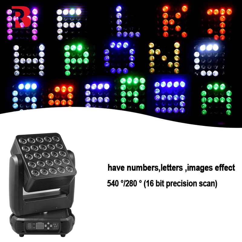 25*12W RGBW 4in1 LED ماتریس حرکت نور سر برای DJ کنسرت رویداد نشان می دهد